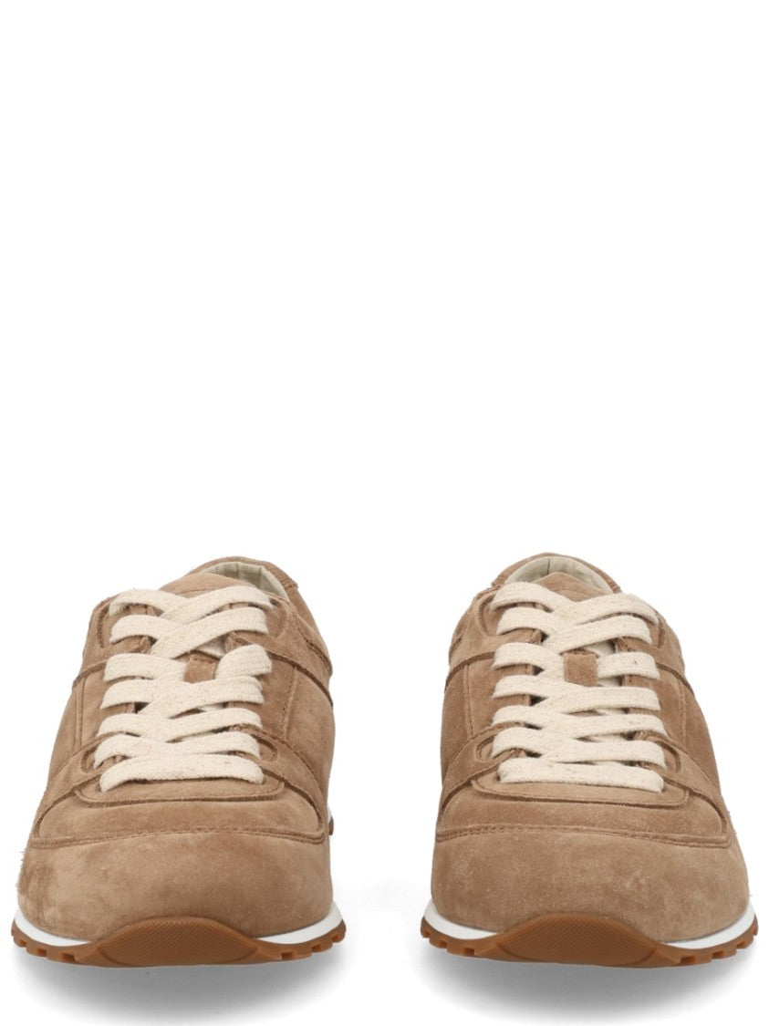 Brunello Cucinelli Brown Low-Top Calf Leather Suede Sneakers