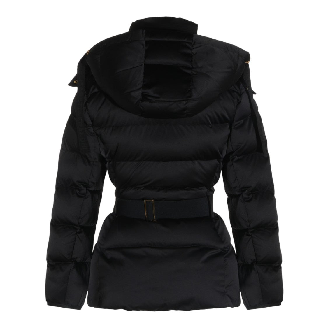 Elisabetta Franchi Quilted Padded Jacket With Detachable Hood And Gold Buckle