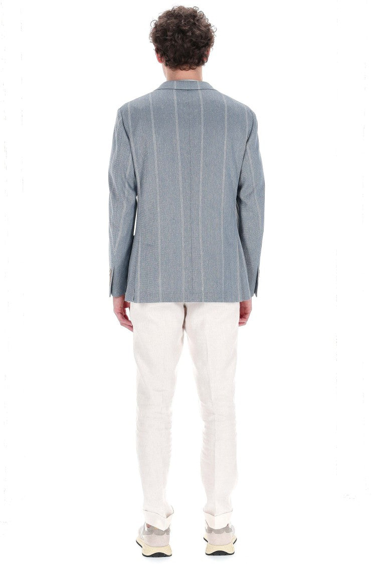 Eleventy Comfort Linen-Cotton Checked Jacket
