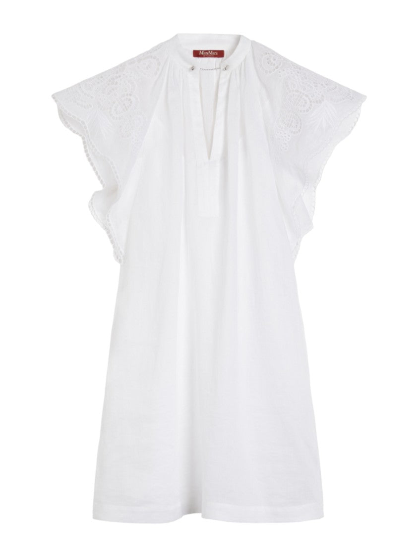 Max Mara Ramie Mini Dress With Mandarin Collar