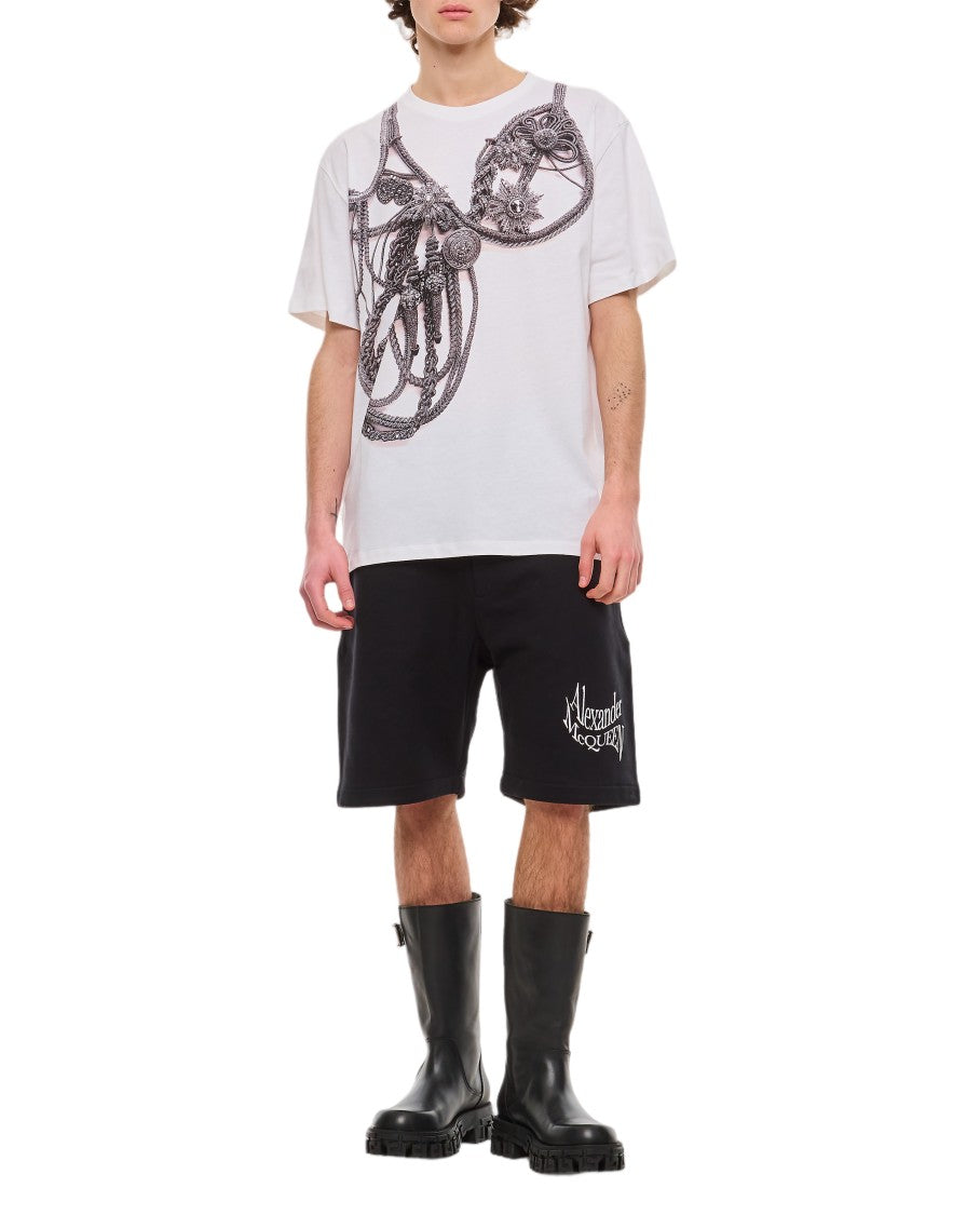 Alexander Mcqueen Relaxed Fit Black Cotton Shorts With Signature Embroidery