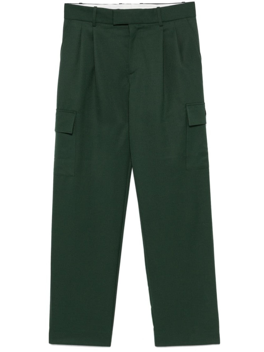 Drôle De Monsieur Cargo-Style Green Trousers With Tailored Details