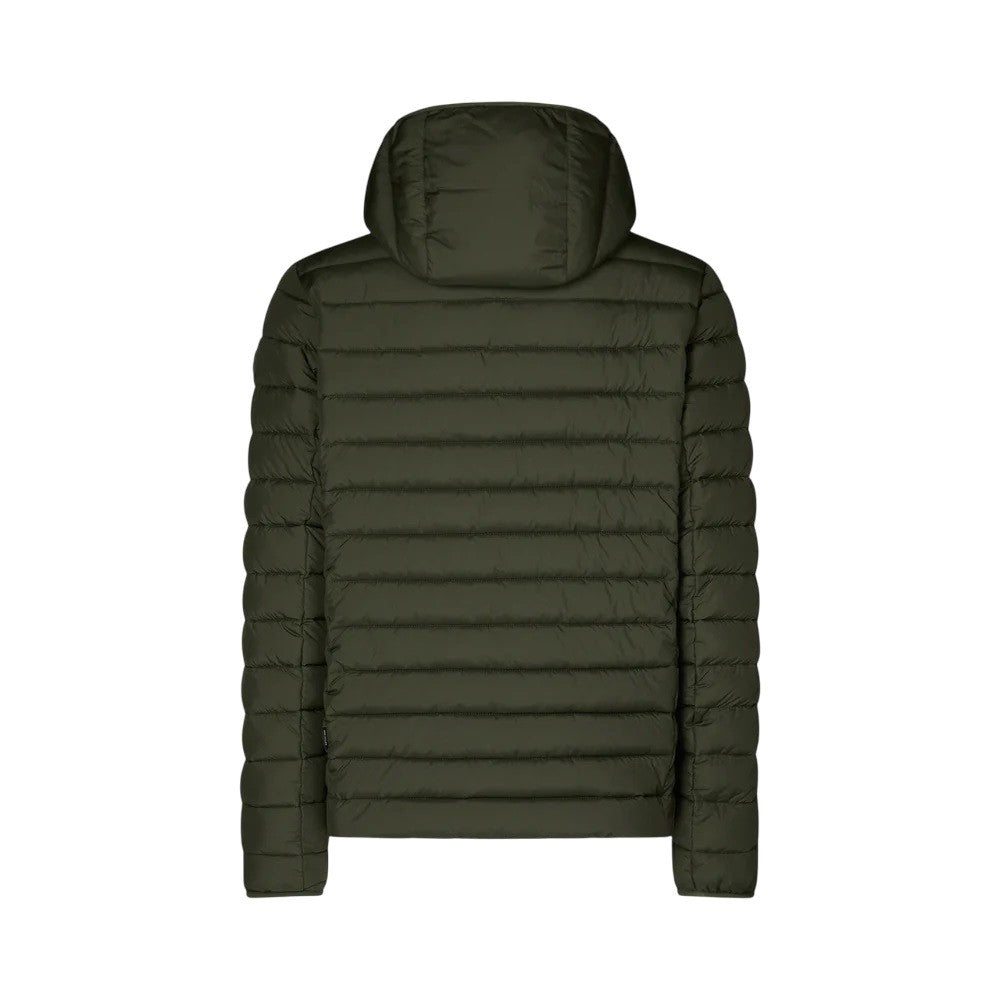 Save The Duck Quilted Green Light Jacket With Double-Slider Zip Hood