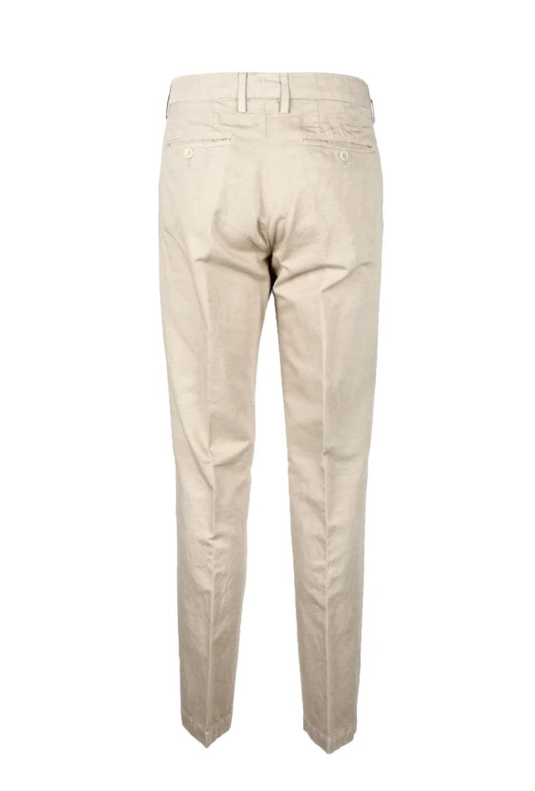 Giampaolo Beige Regular Fit Pants With Pleated Front Detailing