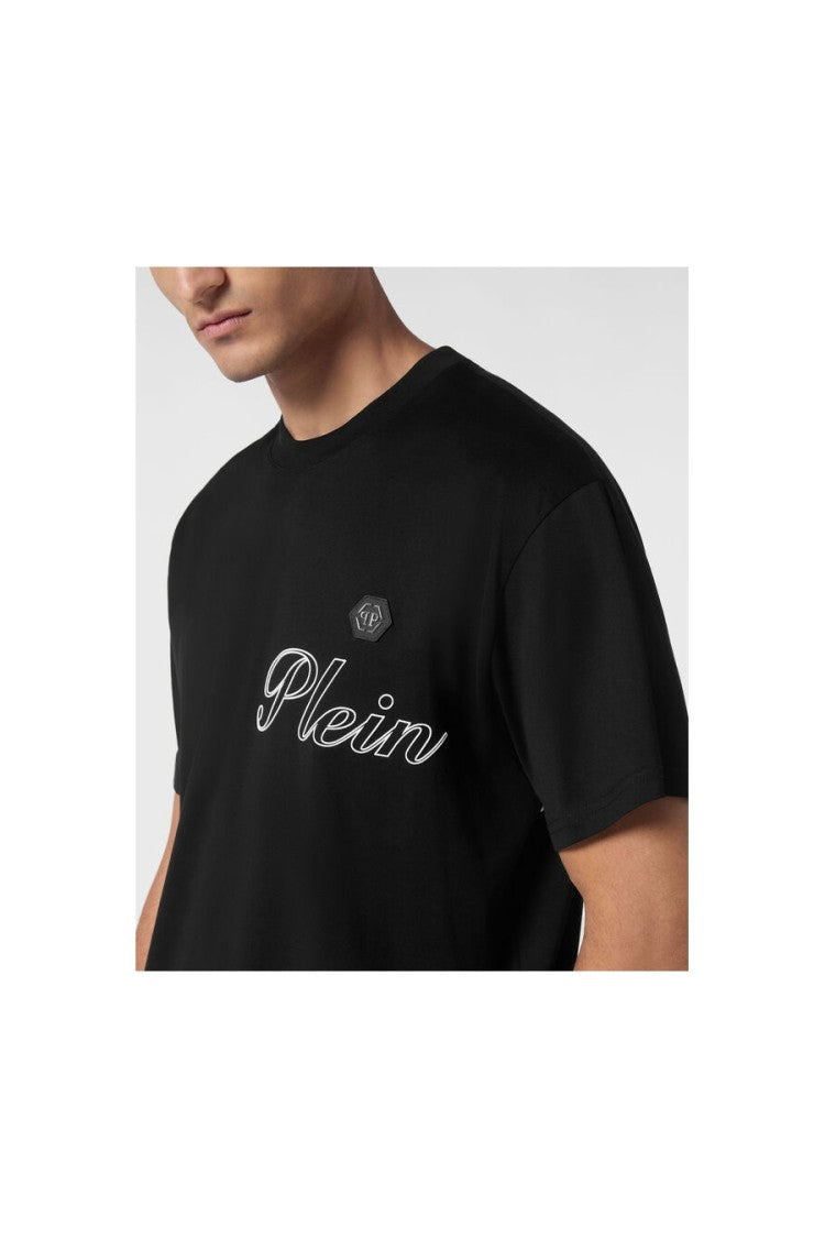Philipp Plein Black Classic Cotton Signature Logo T-Shirt