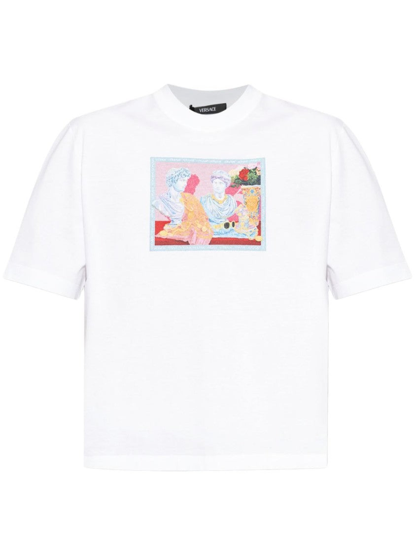 Versace Graphic Print Cotton Jersey T-Shirt With Boxy Silhouette