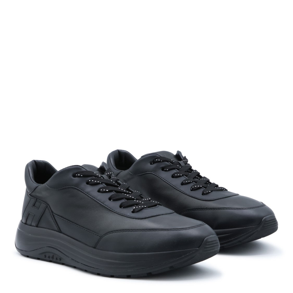 Hogan Minimalist Black Sneakers With Reflective Accents And Contoured Sole