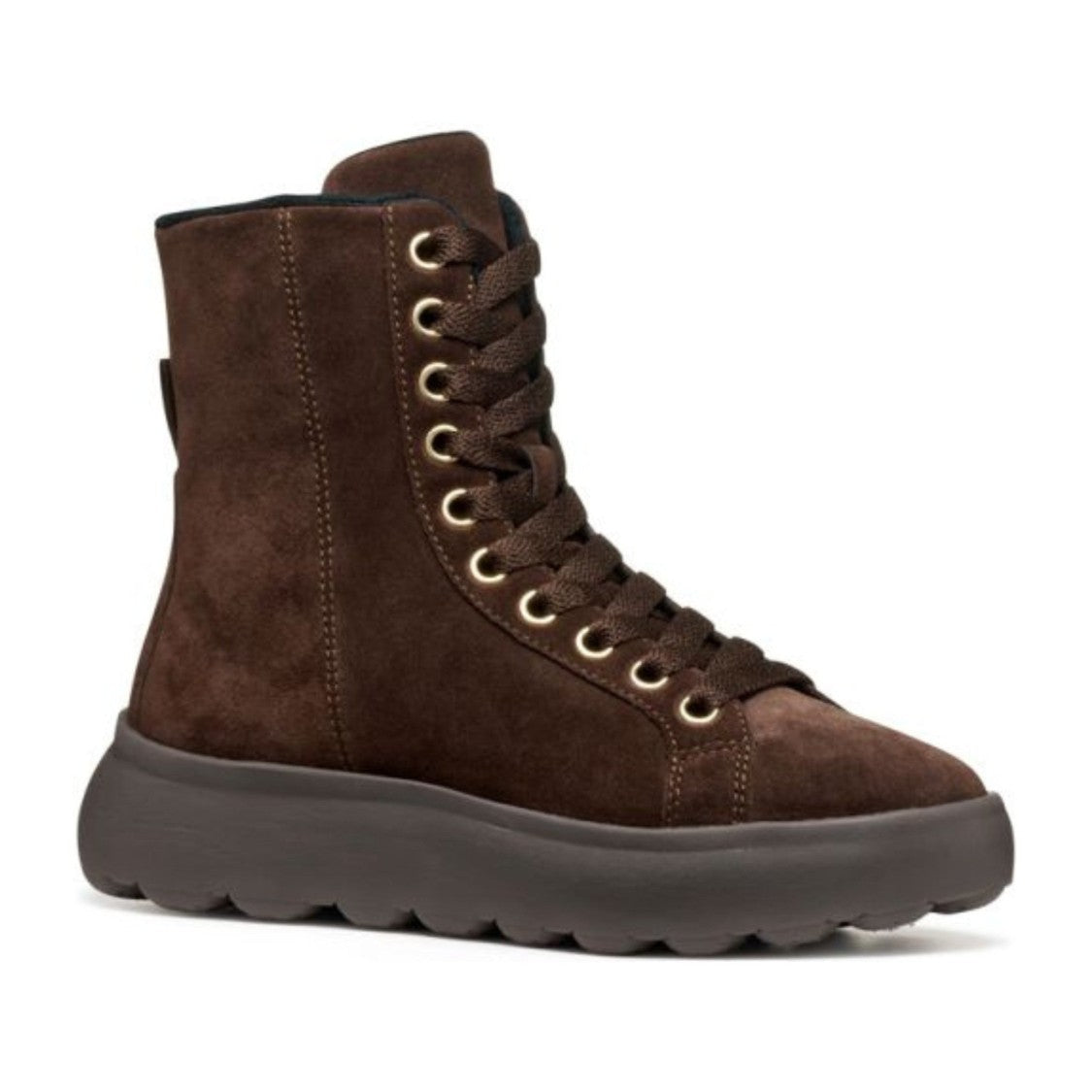 Geox Brown Spherica Lace-Up Textured Sole Suede Boots