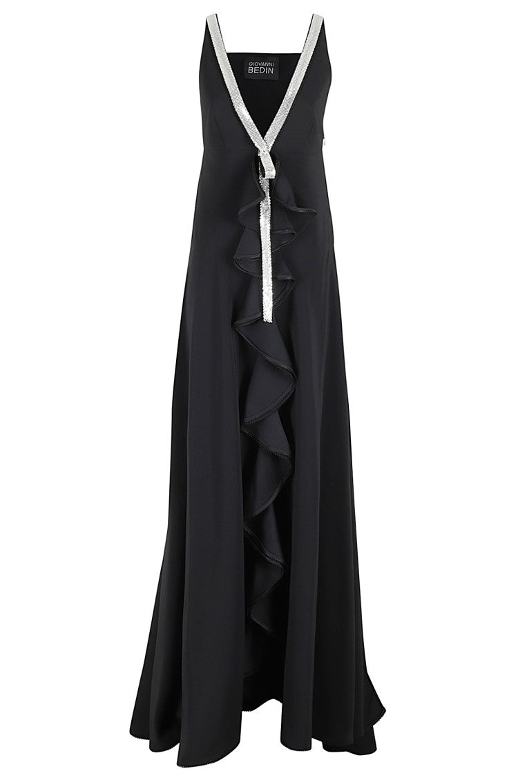 Giovanni Bedin Crystal Belt Long Dress