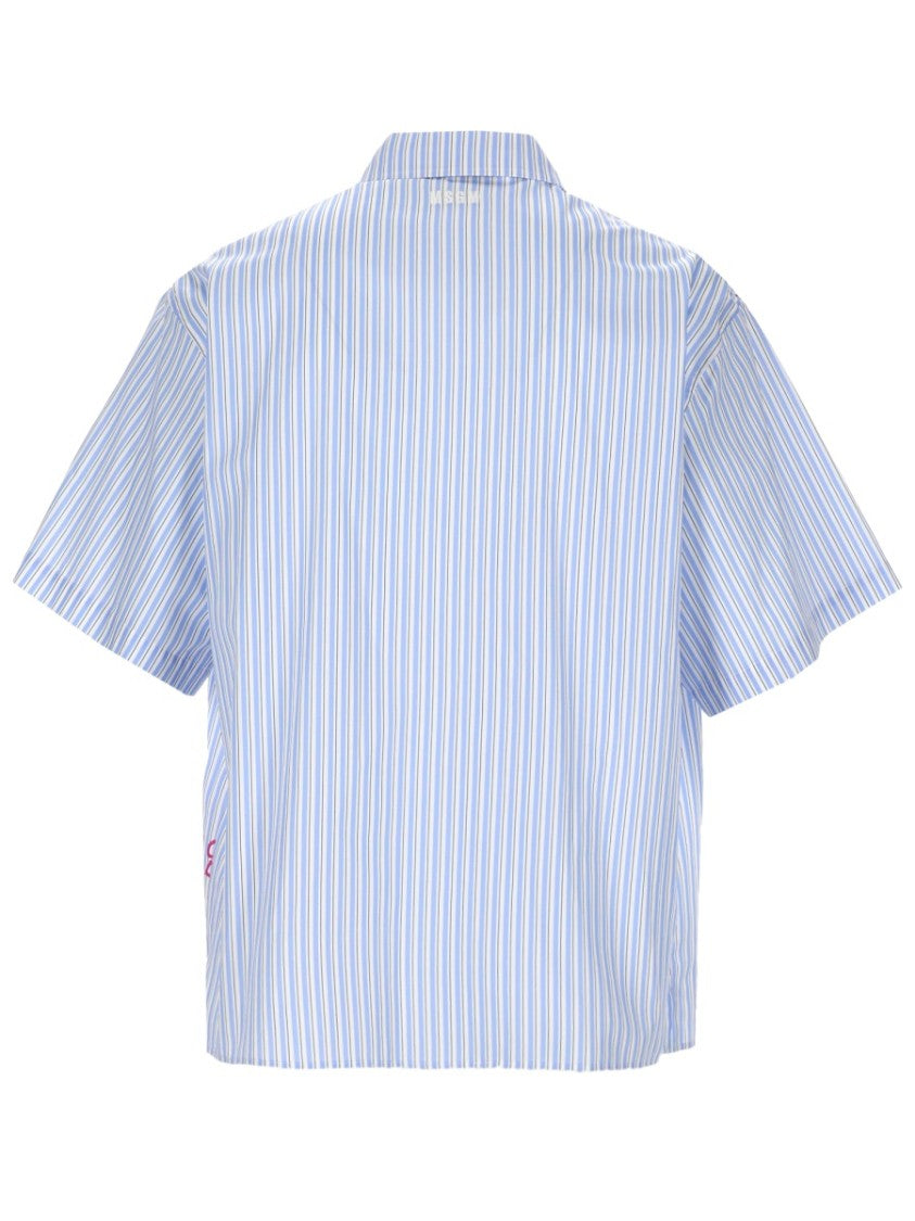 Msgm Blue White Stripes Cotton Shirt