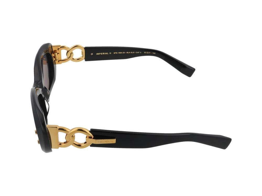Balmain Black Imperial Ii Acetate Rectangular Sunglasses