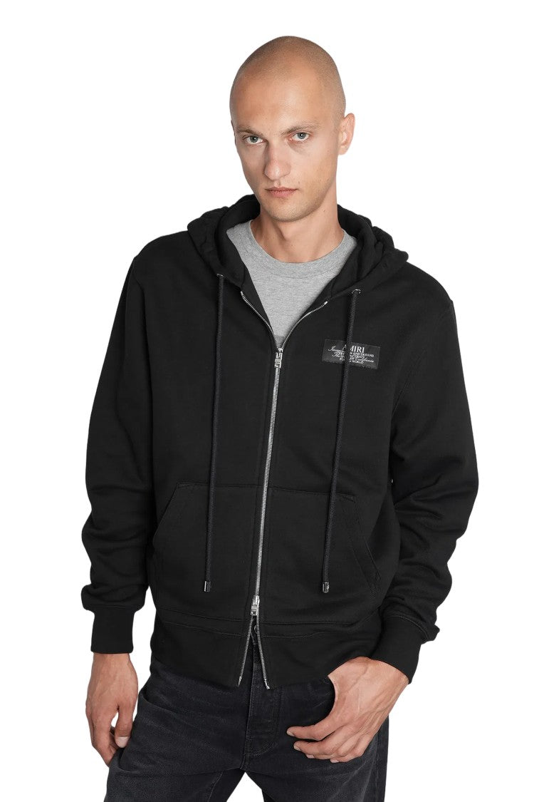Amiri Black Zip-Up Hoodie With Drawstring Hood
