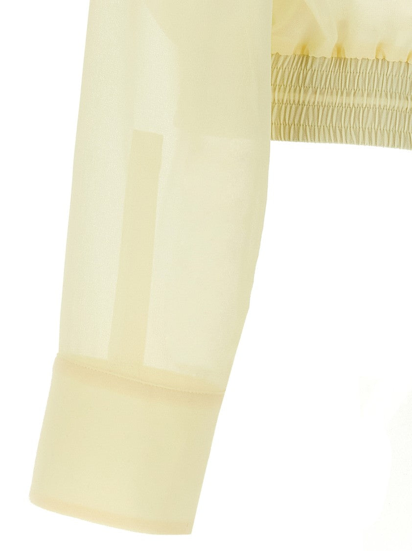 Pinko Transparent Georgette Cropped Shirt With Elastic Waistband