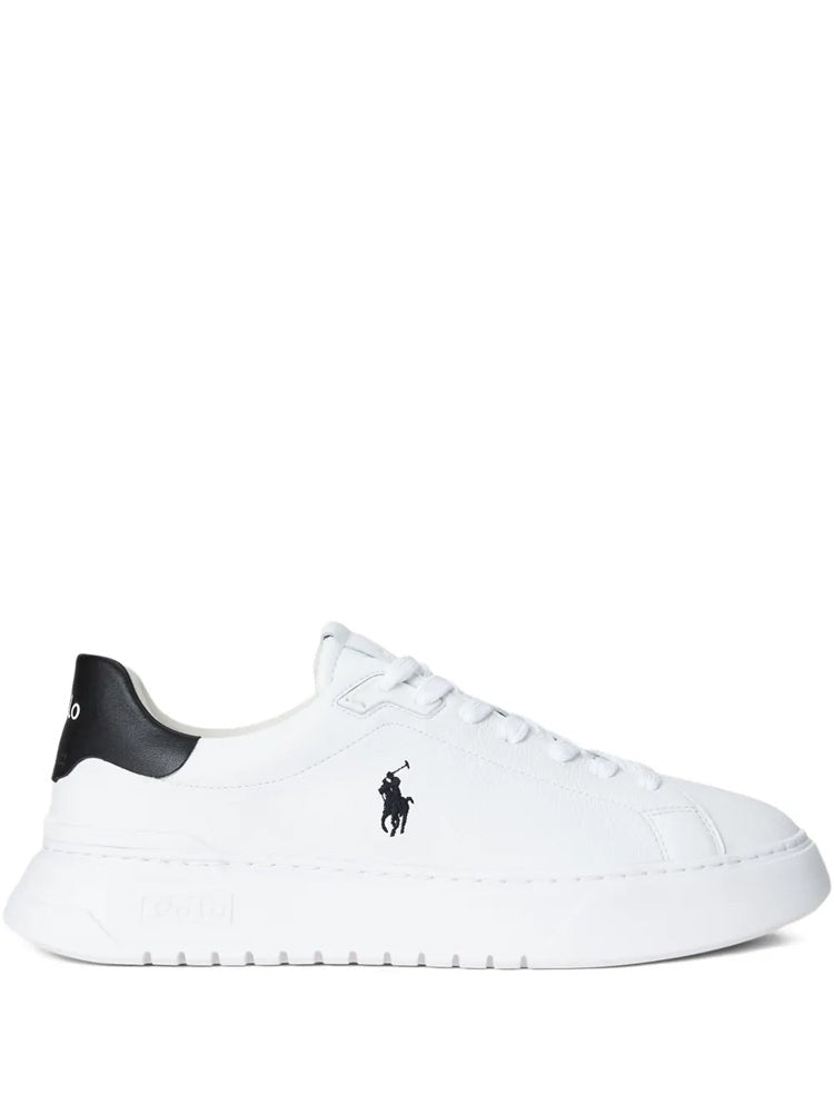 Polo Ralph Lauren White Minimalist Low-Top Leather Sneakers