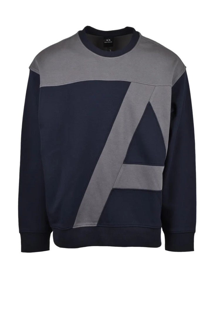 Armani Exchange Grey Blue Color-Block Sweatshirt