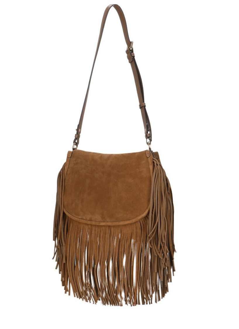 Etro Suede Leather Shoulder Bag With Fringe Details