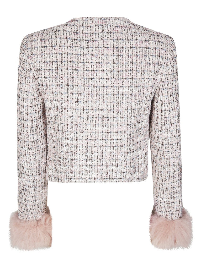 Self-Portrait Textured Boucle Jacket With Classic Collar