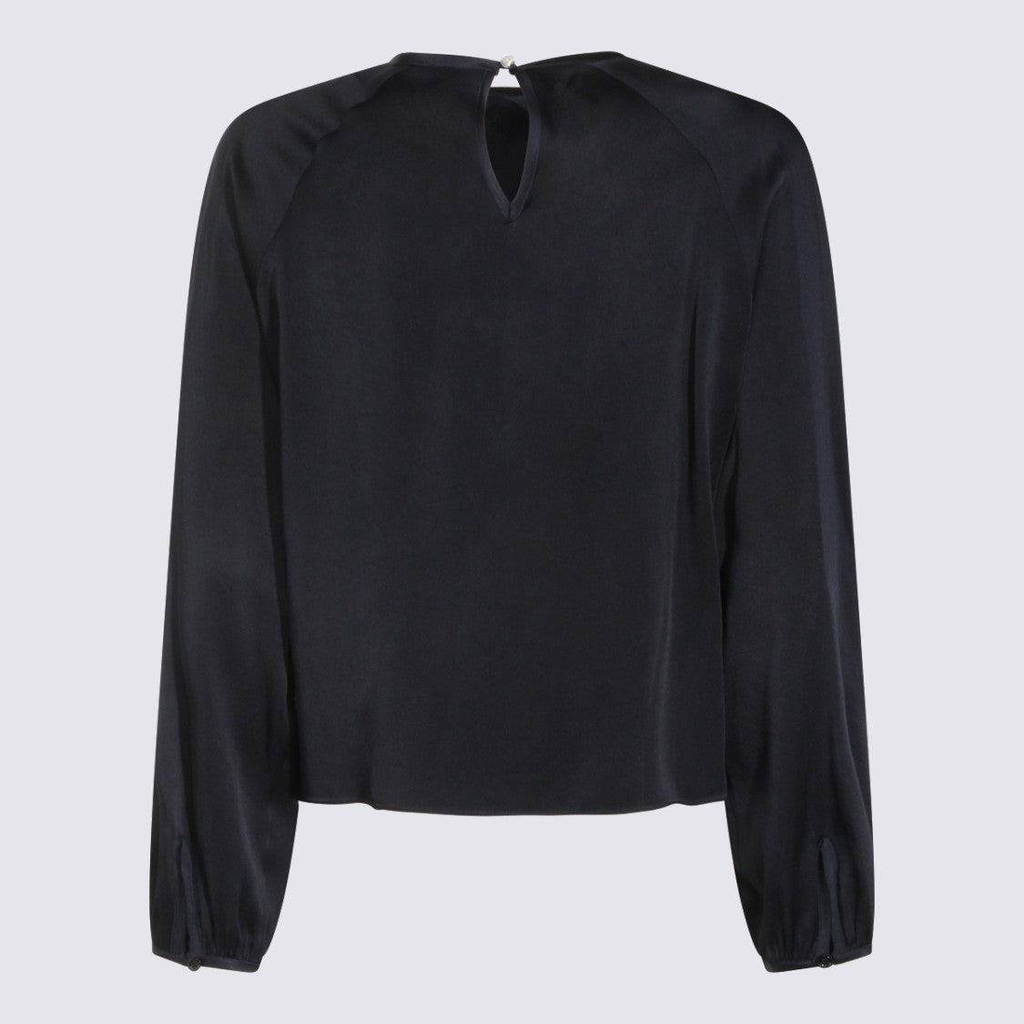 Fabiana Filippi Navy Viscose Top With Gathered Cuffs