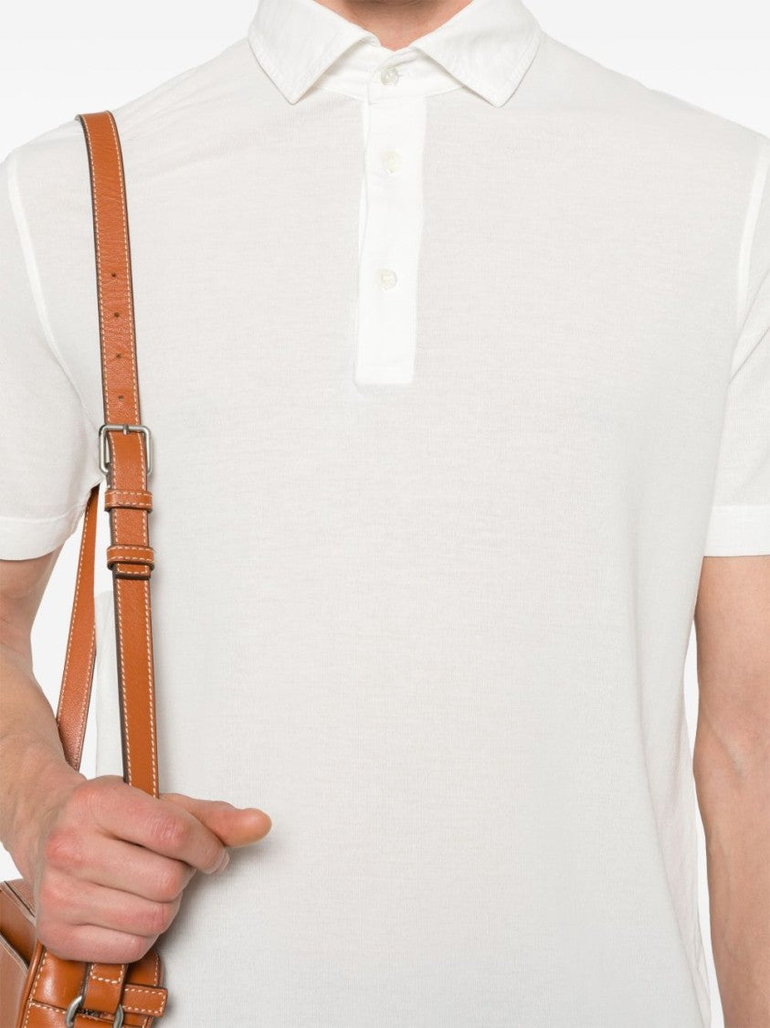 Drumohr White Classic Logo Polo Shirt