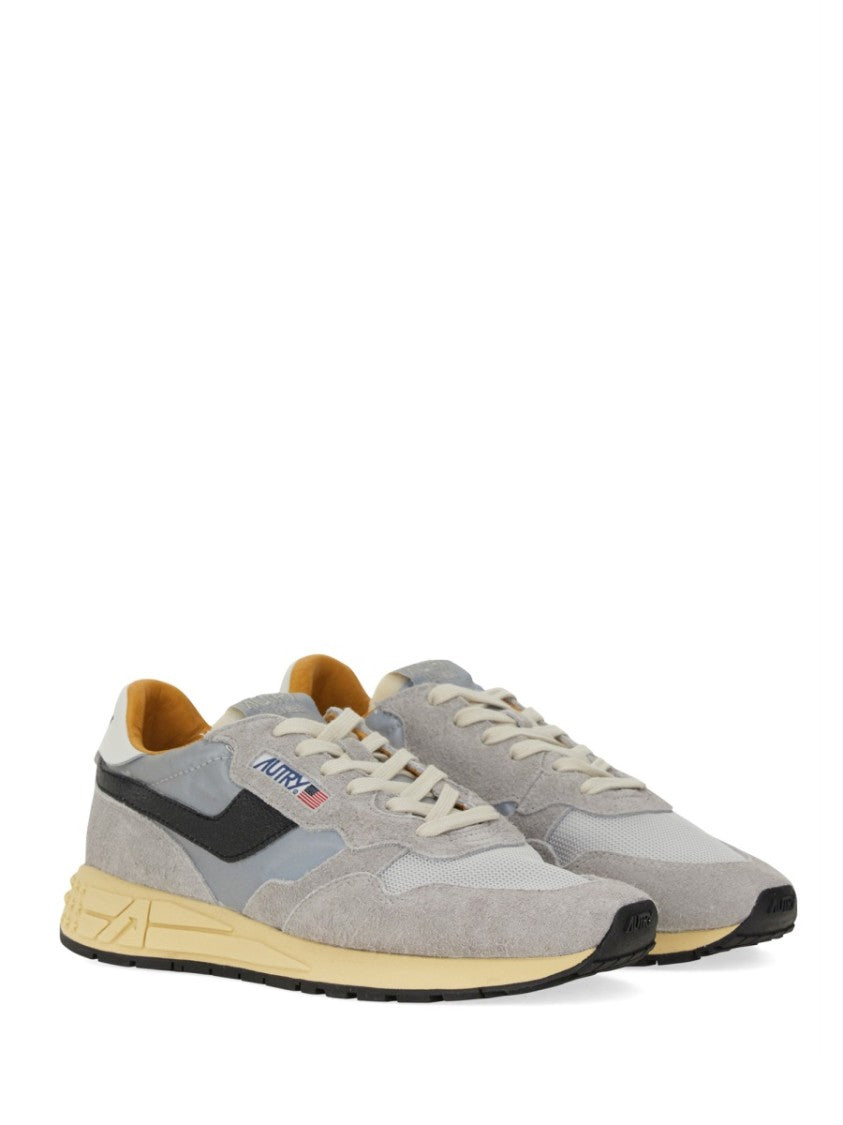 Autry Layered Nylon And Cow Leather Sneaker With Textured Sole