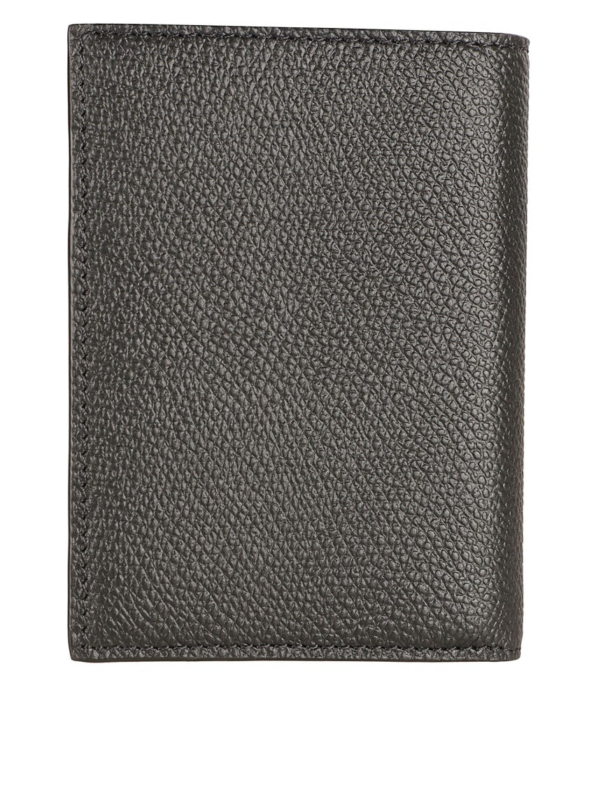Valentino Garavani Black Grained Leather Credit Card Holder
