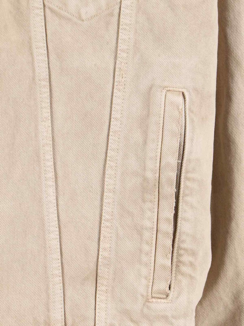 Balenciaga Beige Denim Jacket With Contrast Logo Embroidery