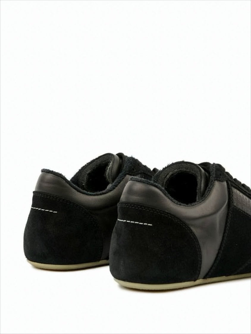 Mm6 By Maison Margiela Low-Profile Black Sneakers With Suede Panels