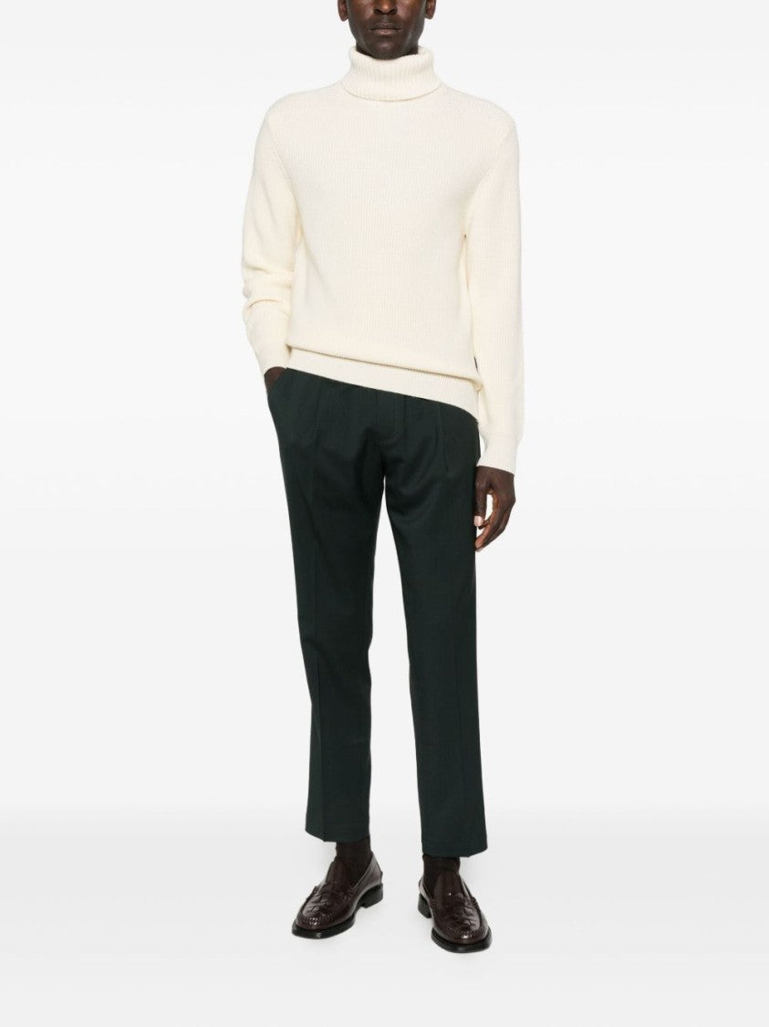 Sebago Ribbed Knit White Wool Sweater