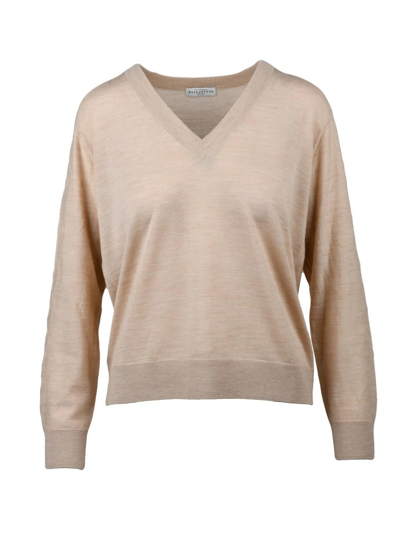 Ballantyne Beige V-Neck' Wool Sweater