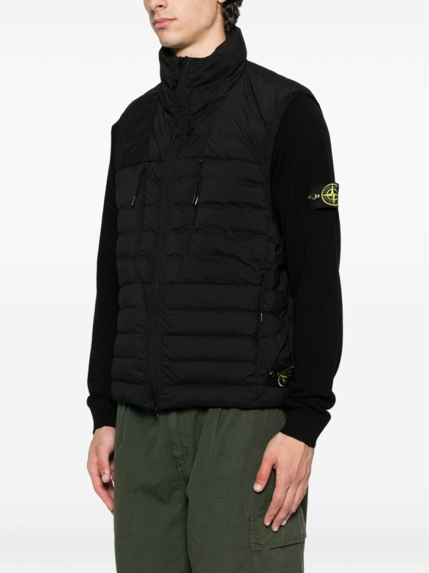 Stone Island Quilted Padded Sleeveless Jacket With High Collar