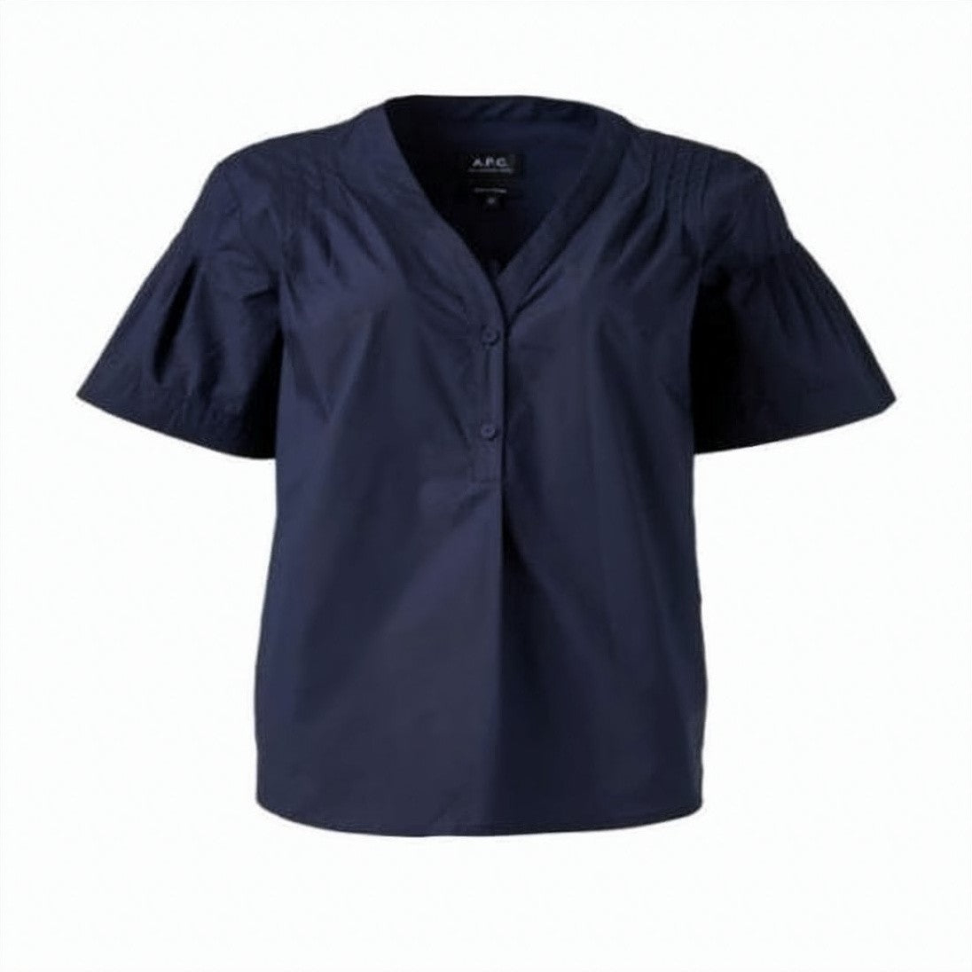A.P.C. Deep V-Neck Blue Blouse