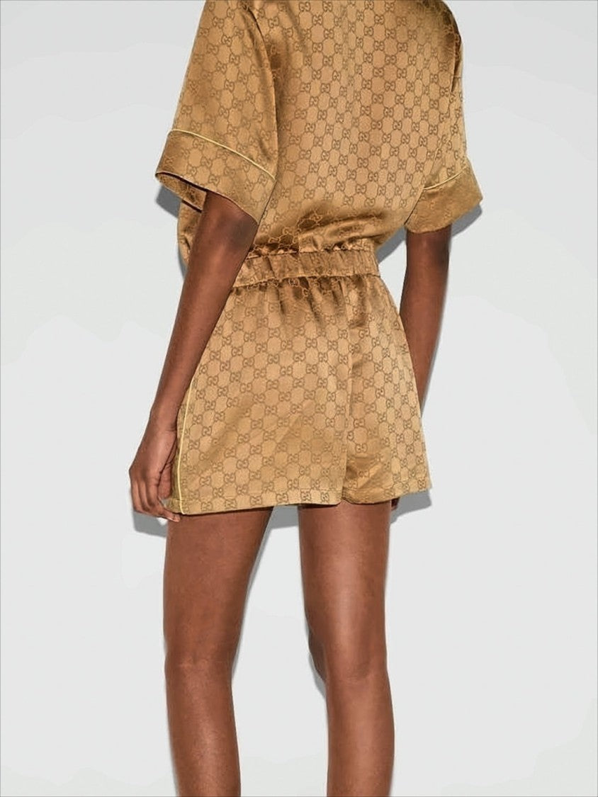 Gucci Brown Monogram Patterned Relaxed Fit Shorts