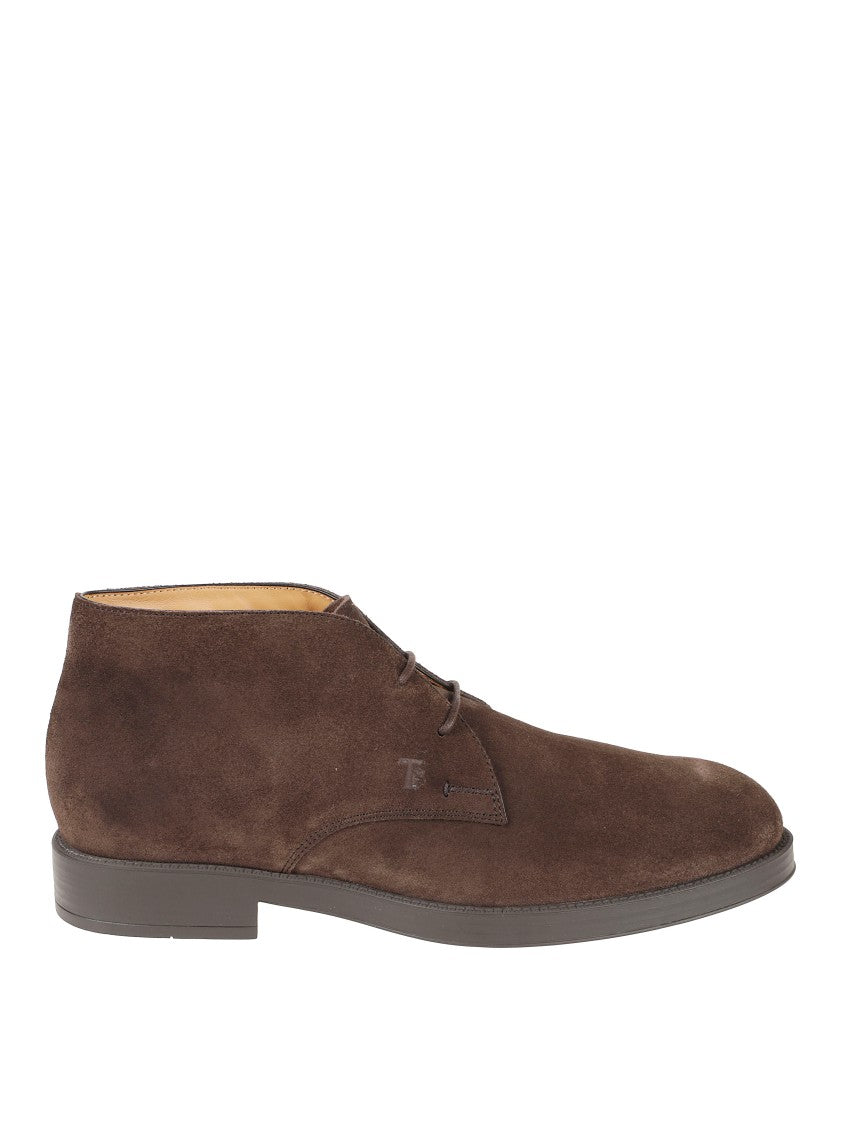 Tod's Minimalist Dark Brown Suede Lace-Up Shoes