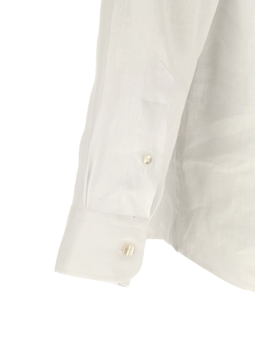 Etro Linen Shirt With Tone-On-Tone Embroidered Logo
