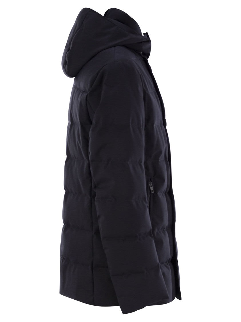 Fay Double-Breasted Down Jacket With Hood