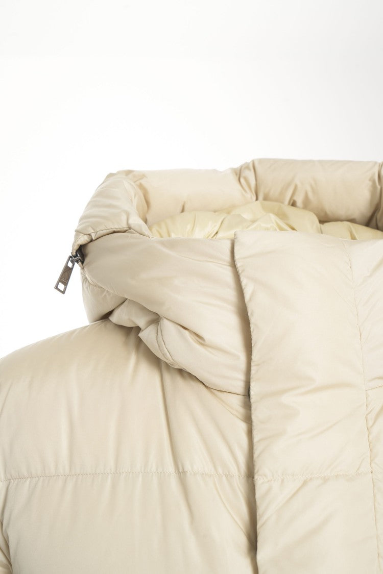 Add Long Quilted Down Coat With Padded Design