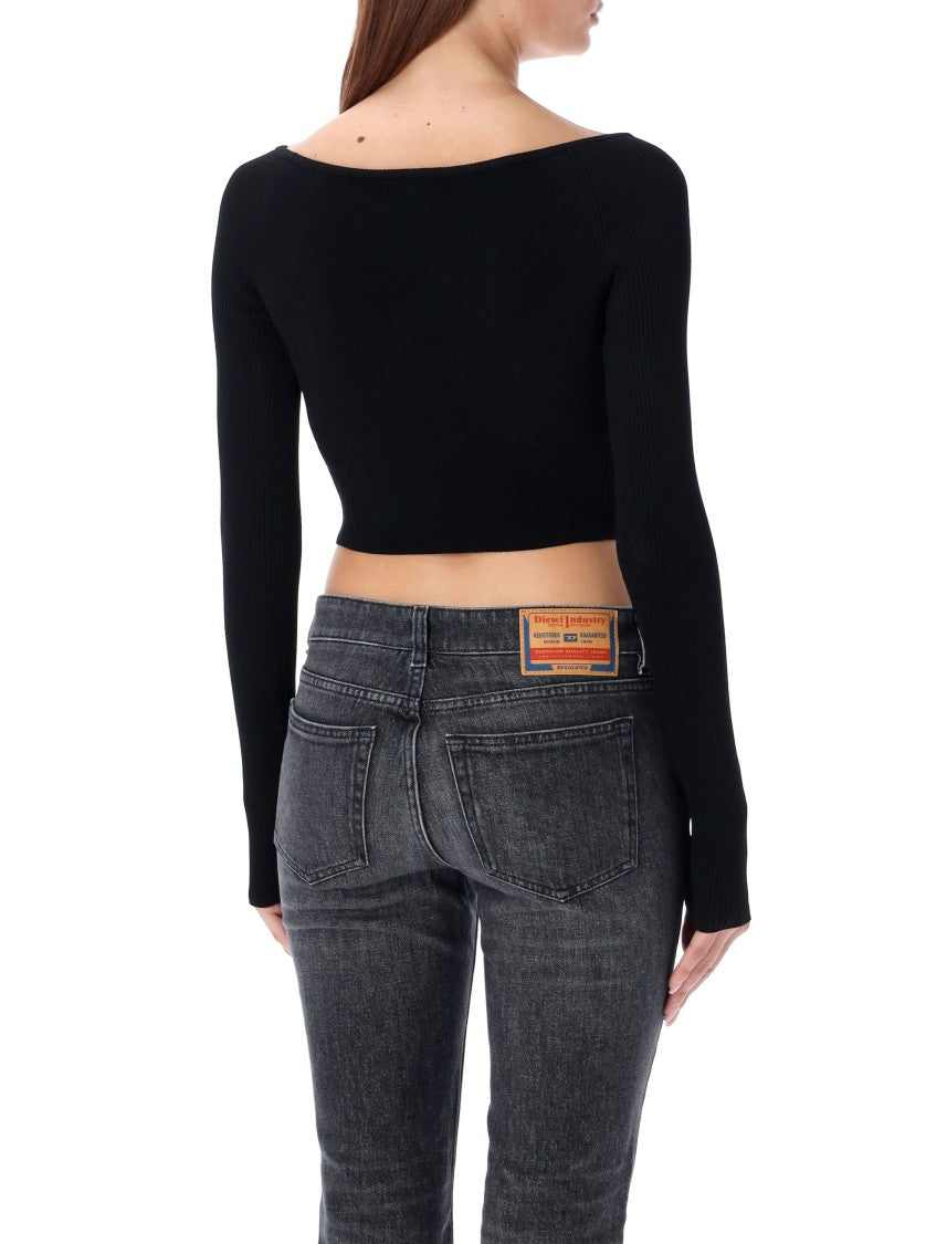 Diesel M-Vera-Ls Fitted Long-Sleeved Crop Top
