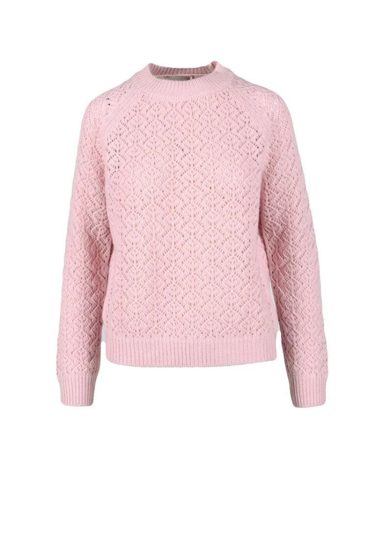 N.O.W. Andrea Rosati Lace-Pattern Knit Sweater With Crew Neckline