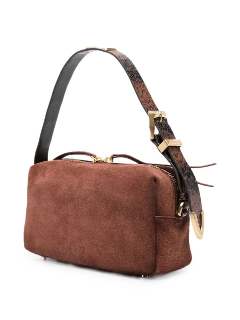 Pinko Brown Suede Shoulder Bag