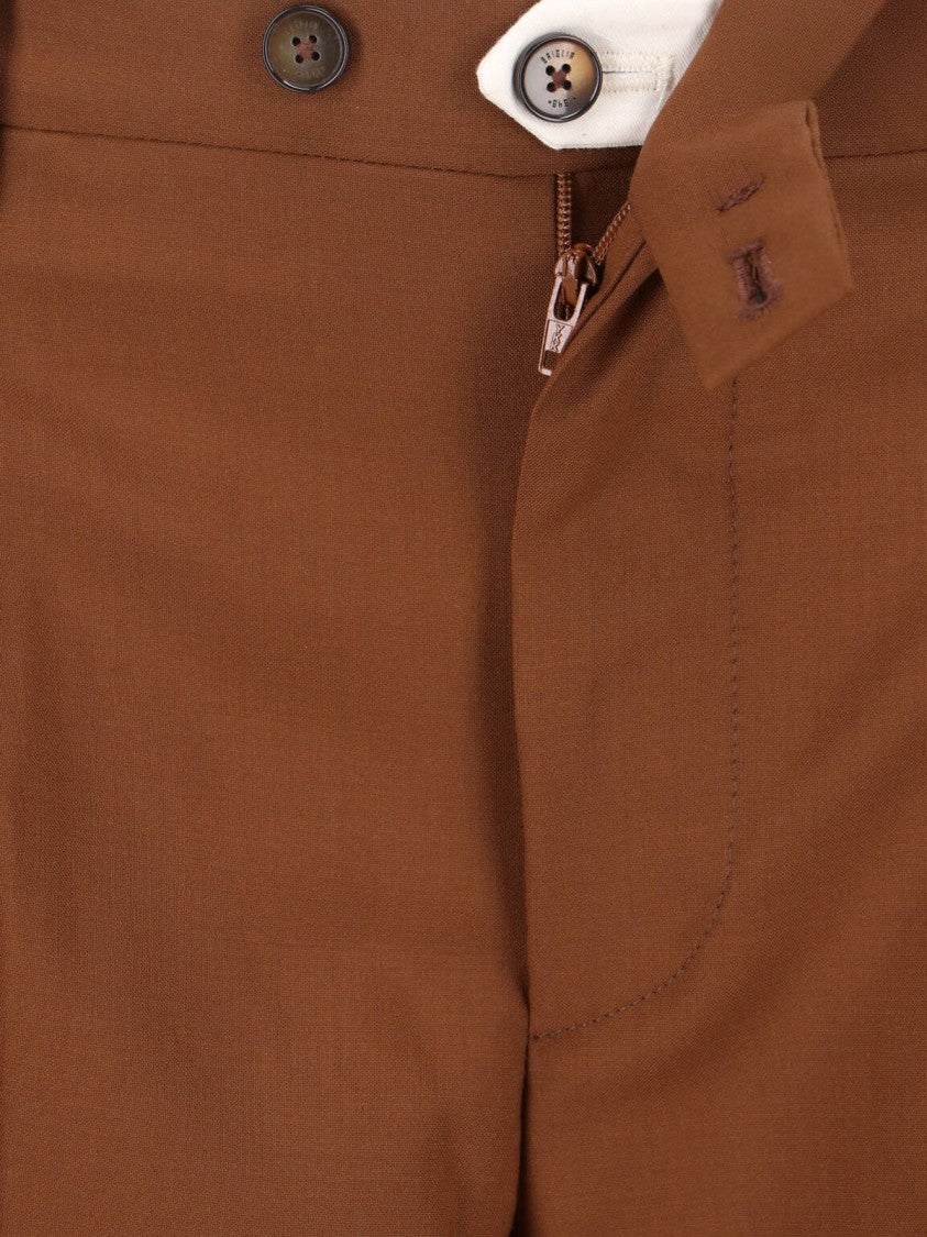 Briglia 1949 Brown Tailored Mid-Rise Virgin Wool Trousers