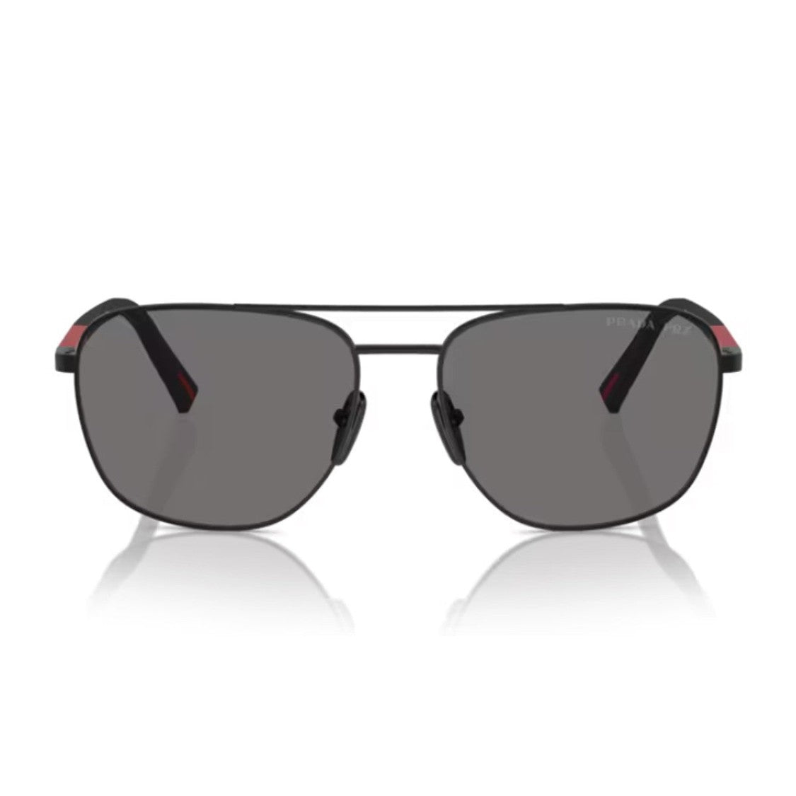 Prada Linea Rossa Nero Opaco Ps 54Zs Metal Aviator Sunglasses
