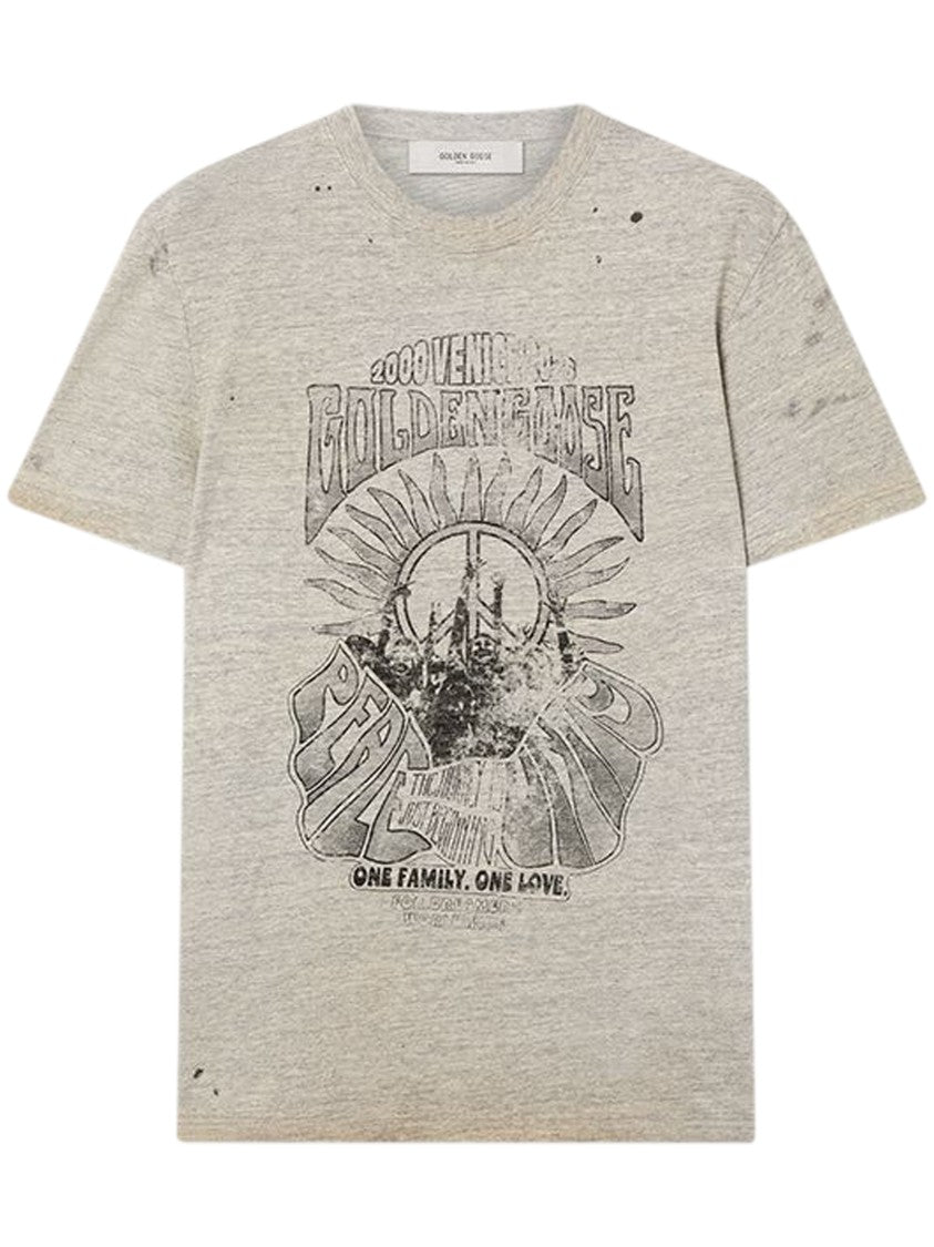 Golden Goose Vintage Graphic Print Grey Cotton T-Shirt