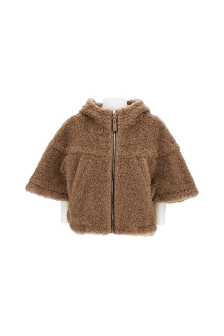 Max Mara Short Cape In Alpaca Teddy Petalo4