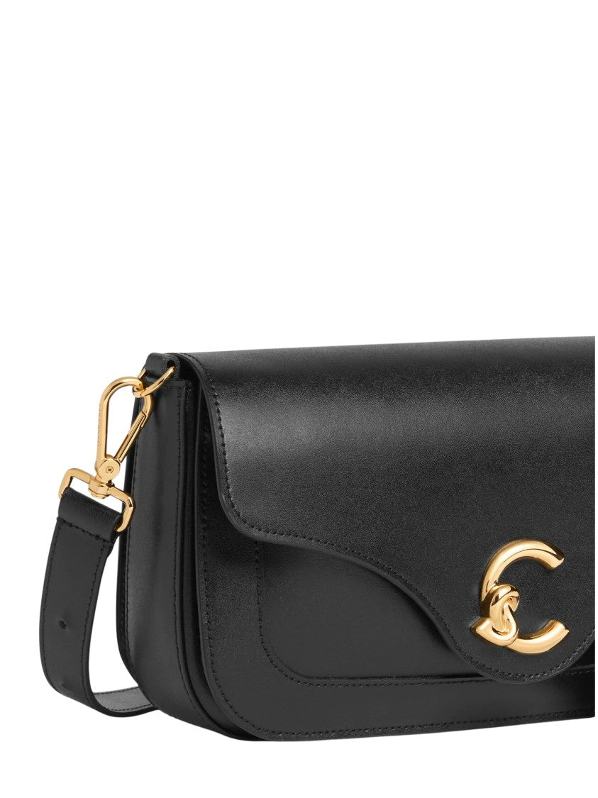 Coccinelle Rectangular Shoulder Bag With Gold-Tone Clasp And Adjustable Strap