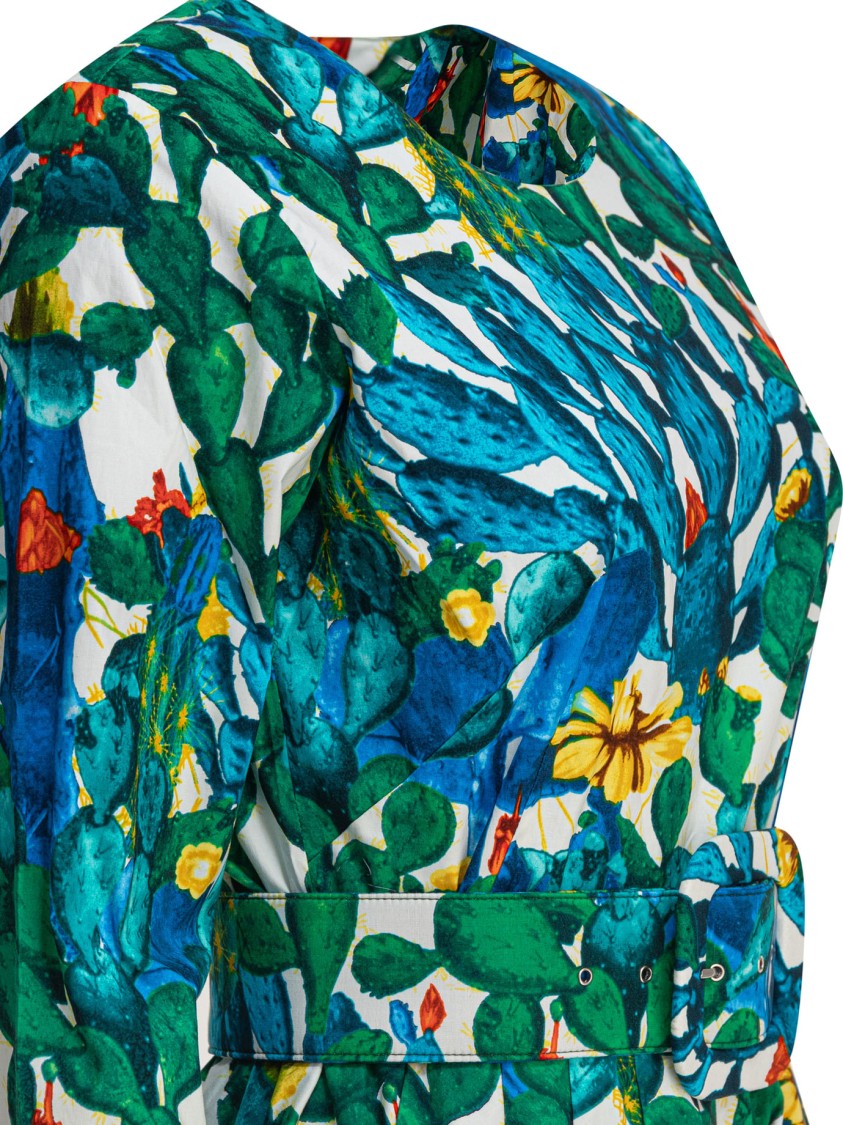 Samantha Sung Botanical Print Dress With Belted Waist