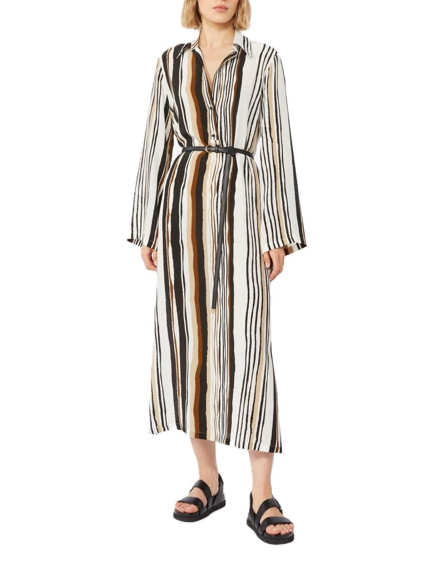 Max Mara Long-Sleeved Midi Dress With Vertical Striped Pattern