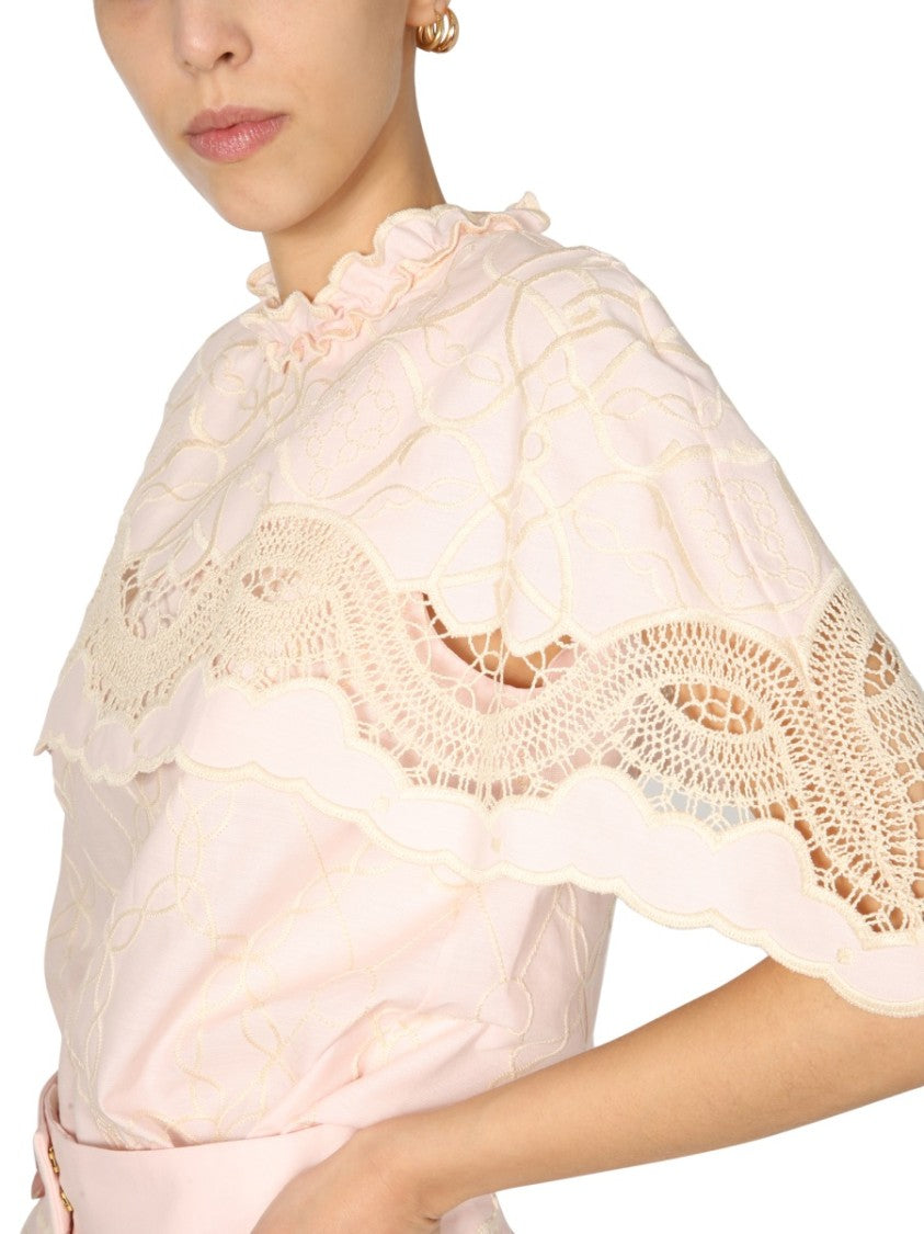 Alberta Ferretti Embroidered Cape Top