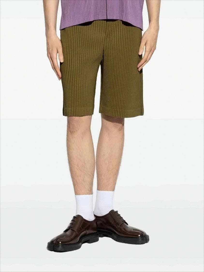 Homme Plissé Issey Miyake Pleated Brown Shorts With Silhouette