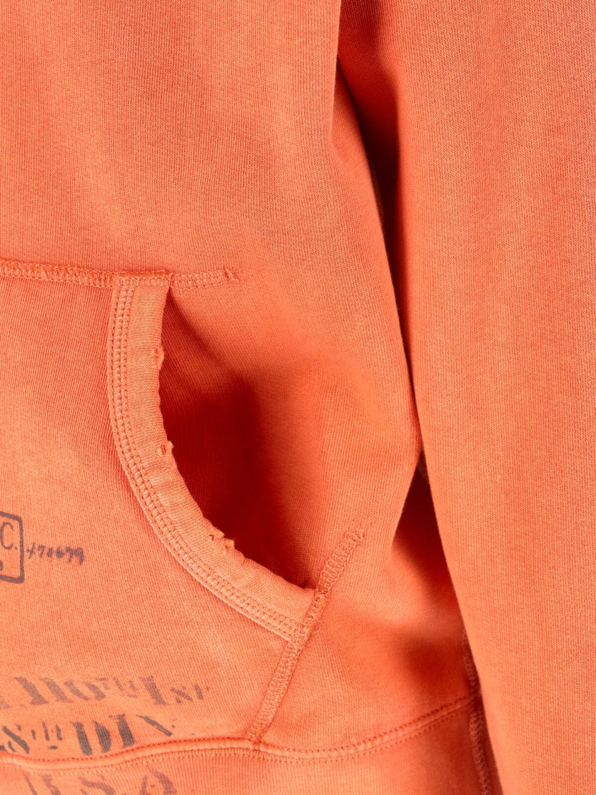 Polo Ralph Lauren Orange Relaxed Fit Graphic Printed Cotton Hoodie
