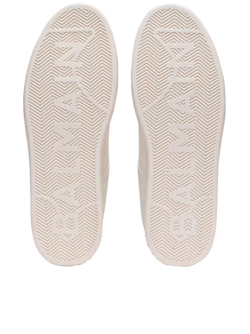 Balmain White Low Top Lace-Up Sneakers